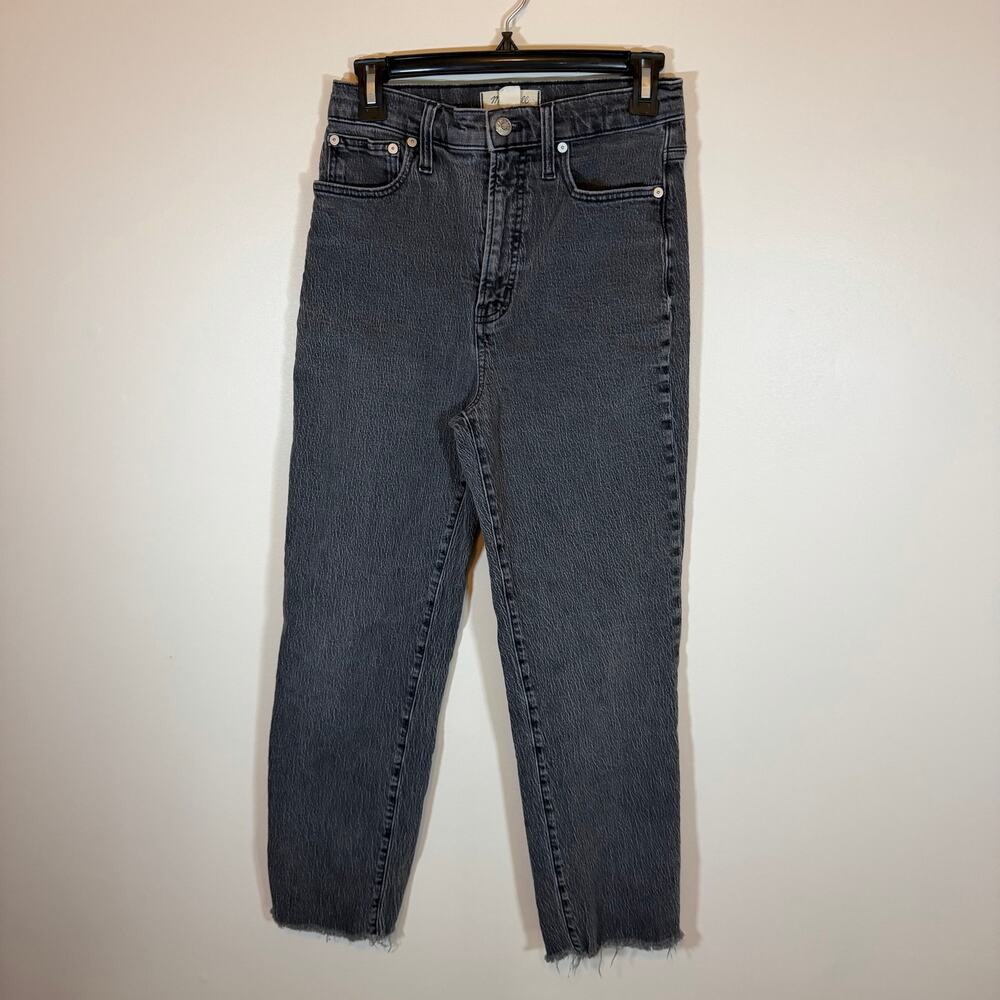Madewell The Perfect Vintage Straight Jeans Womens 26 Gray Crinkle Wash